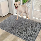 Mud Paw Dog Mat for Entryway - Ultra-Absorbent Quick-Dry Non-Slip Washable Dog Door Mat, Microfiber Pet Mud Mat Absorbs Moisture and Dirt for Indoor Entrance Hallway and Mudroom, Grey XL 23.62x35.43 inch