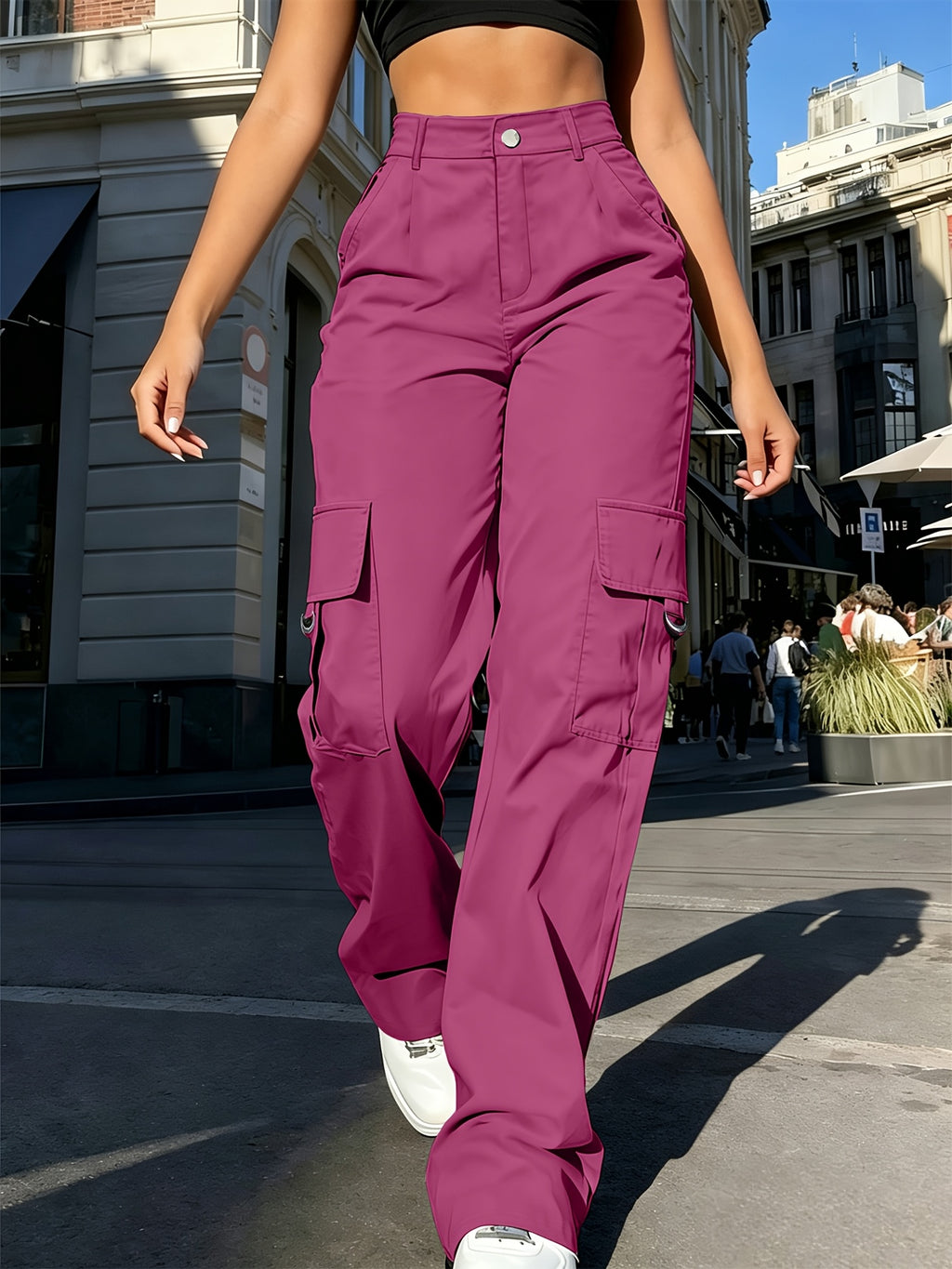 Women's High-Waist Cargo Jogger Pants Quick-Dry Lightweight Drawstring Waist Multi-Pocket Casual Wide-Leg Trousers for Women XS-XXL 7 Colors