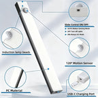 USB-C Rechargeable LED Motion Sensor Cabinet Lights 3 & 6 Pack – Wireless Magnetic Under Cabinet Night Light with 3 Modes for Kitchen, Closet, Stairs, Hallway & Bathroom, 10cm/20cm/30cm