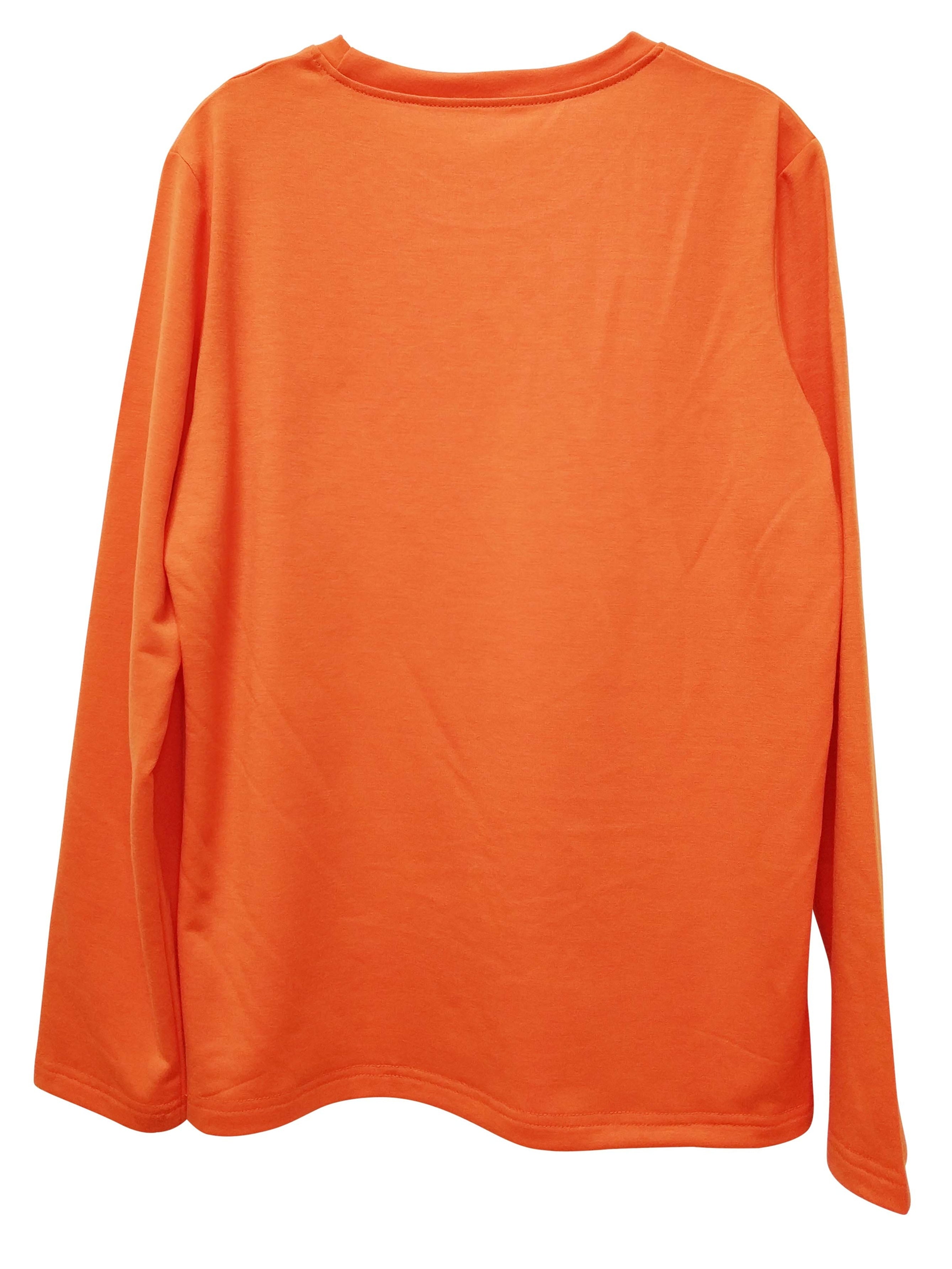 Sun Graphic Long Sleeve T-Shirt Women Round Neck Casual Top Fall Winter Polyester – Sunrise Print Positioning Graphic Tee Rust Color S-XXL
