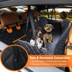 Dog Car Seat Cover Pet Hammock 600D – Waterproof Scratch-Proof Rear Seat Protector with 4 Side Pockets & Non-Slip Backing, Fits Cars, Trucks & SUVs, Universal Fit for All Dog Breeds