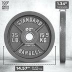 Cast Iron Weight Plates 2-Inch Solid Baked Enamel Finish for Strength Training Weightlifting Bodybuilding Powerlifting Home Gym Barbell 2.5 5 10 25 35 45 100LB