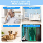 WiFi PTZ Indoor Camera with 3 Inch Built-In Screen 3MP HD Video Calling Two-Way Audio Color Night Vision AI Detection Pet Baby Elderly Monitor Home Security Camera App Control