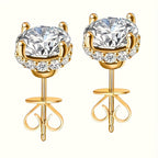 1 Carat Moissanite Solitaire Stud Earrings - 925 Sterling Silver Plated Round Brilliant Diamond Simulant Studs, Elegant Unisex Fashion Jewelry for Women & Men, Perfect Valentine's & Birthday Gift