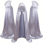 Halloween Black Death Cape 59 Inch Gothic Vampire Cloak for Adults – No Assembly Required, Flowing Silhouette Costume for Horror House, Carnival, Cosplay, Party, Festive Decoration