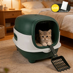 Covered Cat Litter Box – Spacious Fully Enclosed Design with Scoop, Spill Prevention & Odor Control, Easy to Clean & Store, Ideal for All Cats