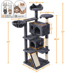 57-Inch Multilevel Cat Tree Tower with 2 Condos – Sisal Scratching Posts, Dangling Ball, Round Platform & Ladder for Indoor Kittens & Small Cats, 6 Colors, Christmas Gift for Cat Lovers