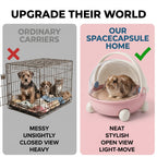 Small Animal Pet Carrier Stroller with Wheels & Transparent Dome, Portable Breathable Travel Carrier Bag for Rabbits, Guinea Pigs, Hedgehogs & Bunnies, Handheld Outdoor Pet Transport Cage with Handle