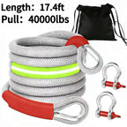Heavy Duty Recovery Tow Rope Up to 44000 LBS Break Strength – Emergency Towing Strap with 2 D-Ring Shackles, Reflective Safety Flag & Storage Bag for Truck Jeep SUV ATV UTV Boat Off-Road Recovery