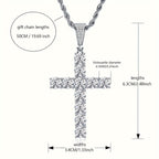 925 Sterling Silver Platinum-Plated Cross Pendant Necklace for Men – Hypoallergenic Hip Hop Luxury Style, Perfect Gift for Him, Banquets, Parties & Special Occasions