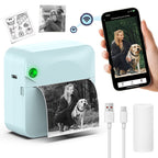 Mini Wireless Thermal Sticker Printer – Inkless Portable Bluetooth Pocket Printer for Photos, Diaries, Notes & Memos, Includes 1 Roll Thermal Paper, Smart Receipt & Label Maker