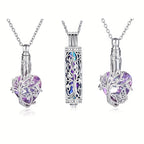 3-Piece Colorful Urn Necklace Set for Ashes - Cylindrical Butterfly & Dragonfly Memorial Cremation Pendants for Pet & Human Loss, Share with Family, Keepsake Jewelry Gift Set (3pcs)