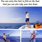 25L Foldable Fishing Bucket Collapsible EVA Live Fish Bait Container – Portable Multifunctional Outdoor Fish Keeper Bag for Carp & Freshwater Fishing, Gift for Men (Blue/Orange)