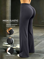Women's High-Waist Wide-Leg Pants Quick-Dry Loose Fit Elastic Waistband - Casual French Style Summer Spring Long Pants S-XL