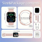 Smart Watch 1.83" Fitness Tracker with Bluetooth Calling – Step Counter, Activity Monitor, Message Notifications, Multi-Sport Modes, USB Charging, Compatible with iPhone & Android, Gift for Men & Women (Black/Pink)