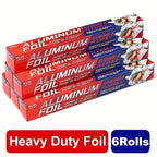 Heavy Duty Aluminum Foil Rolls 6 or 12 Pack – 12 Inch Wide, 30 Sq Ft Per Roll, Thick Strong Foil for Cooking, Grilling, Baking, Food Storage & Restaurant Use, Easy Open Tab
