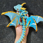 3D Printed Articulated Dragon Statue Dual-Horned Flexi-Wings Hybrid-Color Scales Collector's Desk Decor Model Figurine Fantasy Gift for Adults & Dragon Lovers