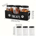 3-Piece Airtight Pet Snack Jar Set – Farmhouse Style Plastic Pet Food Storage Containers for Dog & Cat Treats, Durable Sealed Treat Jars, Black Set