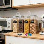 Airtight Food Storage Containers 4-Pack (4L/135oz) Extra Large BPA-Free Cereal Containers for Pantry Organization - Bulk Storage for Grain, Rice & Nuts, Kitchen Organizer Set, Great Christmas Gift