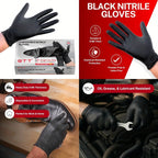 Black Nitrile Disposable Gloves 200 Count – 6 Mil Thick, Latex-Free, Powder-Free, Chemical Resistant, Flexible Form-Fitting, S/M/L/XL for Mechanic, Maintenance, Cleaning, Food Service & Medical Use