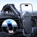 3-in-1 Car Phone Holder Suction Cup & Air Vent Mount | 360° Rotation, 6.5"-8.5" Telescopic Arm, 60LB Nano-Gel Suction, Scratch-Proof – Universal Fit for iPhone, Samsung, Google & All 4"-7.2" Phones