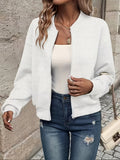 Women's Solid Color Zip-Up Cardigan Jacket – Casual Lightweight Zipper Front Sweater Coat for Fall Winter Everyday Layering