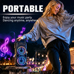 Portable Party Bluetooth Speaker with LED Light Show – Subwoofer Hi-Fi Stereo, Karaoke, BT/USB/TF/FM/AUX/TWS for Outdoor, Travel & Party