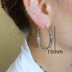 925 Sterling Silver Oversized Hoop Earrings for Women – Minimalist Large Round Hoops, Vintage Elegant Daily & Party Fashion Jewelry Gift for Her