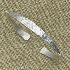 925 Sterling Silver Hammered Cuff Bracelet – Handmade Open Bangle with Corrugated Texture, Adjustable Fit, Boho Vintage Jewelry Gift for Women, Mom, Girlfriend – Birthday, Anniversary, Valentine's Day