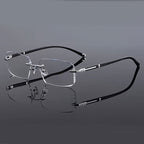 Men's Frameless Anti Blue Light Glasses – Retro TR90 Rimless Design with Rhinestone Decoration, Business & Daily Wear Eyewear for Him, Elegant Gift for Valentine's Day, Graduation & Colleagues