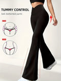 Tummy Control Flare Pants for Women High Waist Bell Bottom Pants Slimming Wide Leg Yoga Pants Stretch Fitted Bootcut Trousers S-XXL