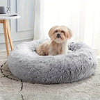 Donut Dog Bed & Cat Bed Soft Faux Fur Plush Round Pet Cushion - Warm Fluffy Calming Dog Crate Mat for Small Medium Large Dogs & Cats, Multiple Sizes 15"-31"