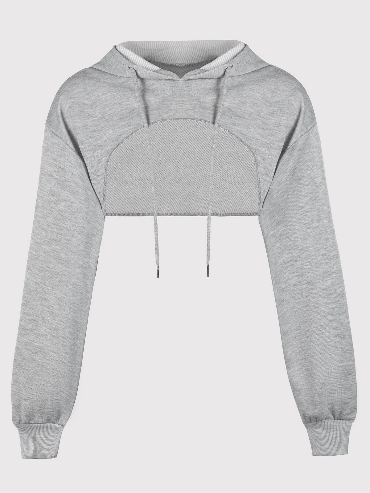Women's Super Short Crop Hoodie – Drawstring Hood Dipped Hem 100% Polyester Casual Pullover Top for Fall & Winter
