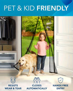Magnetic Screen Door Hands-Free Auto-Close – Heavy Duty Mesh Curtain with Frame Shackle, Bug & Insect Proof, Pet & Kid Friendly for Front Door, Kitchen, Balcony & Bedroom