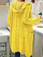 Women's Solid Color Knit Cardigan Sweater – Soft Stretch Polyester Open Front Layering Jacket for Fall Winter