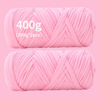 T-Shirt Fabric Yarn 400g (2 x 200g) Chunky Cotton Blend in 49 Colors – Soft Thick Yarn for Crochet Baskets, Bags, Rugs, Macrame & Knitting Projects – Beginner-Friendly Craft Yarn