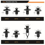 Car Push Retainer Clips Assortment Kit 115/635/640/1290 Pcs - 16 Sizes Nylon Bumper Fender Rivets Automotive Fasteners with Cable Ties & Removal Tool