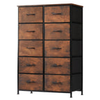Drawer Cabinet with Metal Frame & Hardwood Top – Home Office Storage Organizer, 2 to 10 Drawers, Assembly Required – White, Grey, Black, Rustic Brown – Bedroom, Living Room & Office Filing Cabinet