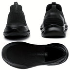 Steel Toe Work Shoes for Men Slip-On Lightweight Safety Sneakers Puncture-Resistant Non-Slip Loafers Black Grey Blue Sizes US 5.5-14