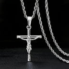 Stainless Steel Cross Necklace for Men & Women – Dainty Unisex Religious Pendant Necklace, Lightweight 0.25oz Exquisite Craftsmanship, Perfect Gift for Christmas, Birthday & Confirmation, 55cm / 22in