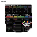 Hivillexun Black Magnetic Dry Erase Board Set of 3 – Monthly, Weekly & Daily Planner Boards for Refrigerator & Wall, Family Organizer Calendar with 8 Dry Erase Markers Included
