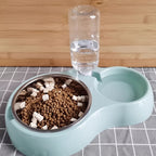 Automatic Pet Water Dispenser and Food Bowl Set for Cats and Small Dogs - Dual-Use Non-Slip Feeding Station with Durable PP Material, Easy-Clean Space-Saving Design, No Battery Required