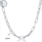 925 Sterling Silver Paperclip Chain Necklace for Women & Men – 3mm Thick Bohemian Style with Synthetic Stone, 20/22/24 Inch, Gift Box Included, Durable Everyday Jewelry for Daily Wear & Gifting