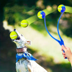 Dog Ball Launcher Thrower with Tennis Ball - Hands-Free Fetch Stick for Outdoor Training & Exercise, No-Bend Dog Ball Chucker for Small Medium Large Dogs, Durable Pet Ball Thrower Toy