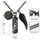 Cylinder Urn Necklace for Ashes - Stainless Steel Butterfly & Angel Wing Memorial Keepsake Pendant for Pet & Human Loss, Cremation Jewelry for Women Men & Loved Ones (Silvery)