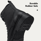 Men's Motorcycle Chukka Boots – Zipper & Lace-Up Genuine Leather Casual Fashion Boots with Non-Slip Sole, Cap Toe, Breathable Cushioned Insole, Black & Brown | Velora