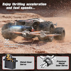 Brushless RC Car for Adults 46+ MPH - 1:14 Scale 4WD High Speed Off-Road Remote Control Truck, 2x3S LiPo Dual Battery 40-Min Runtime, 7-Mode LED Lights, Hydraulic Shocks | Professional Collector RC Truggy