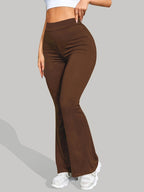 Women's High Waist Flare Pants Butt Lifting Wide Leg Trousers 4-Way Stretch Solid Color Casual Daily Wear Body Shaping Fashion Pants XS S M L XL