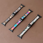 Apple Watch Band 42 44 45 46 49mm Women Stainless Steel Resin Metal Replacement Strap Starlight Rainbow for iWatch Series 11 10 9 8 7 6 5 4 3 SE Ultra Work Office Fitness Party