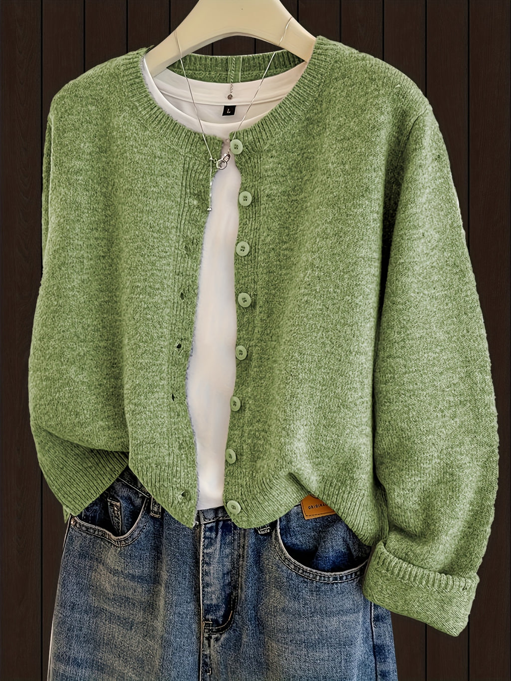 Women's Open Front Cardigan Sweater Button Closure Long Sleeve Knit Soft Cozy Casual Versatile Outerwear Fall Winter Fashion Jacket
